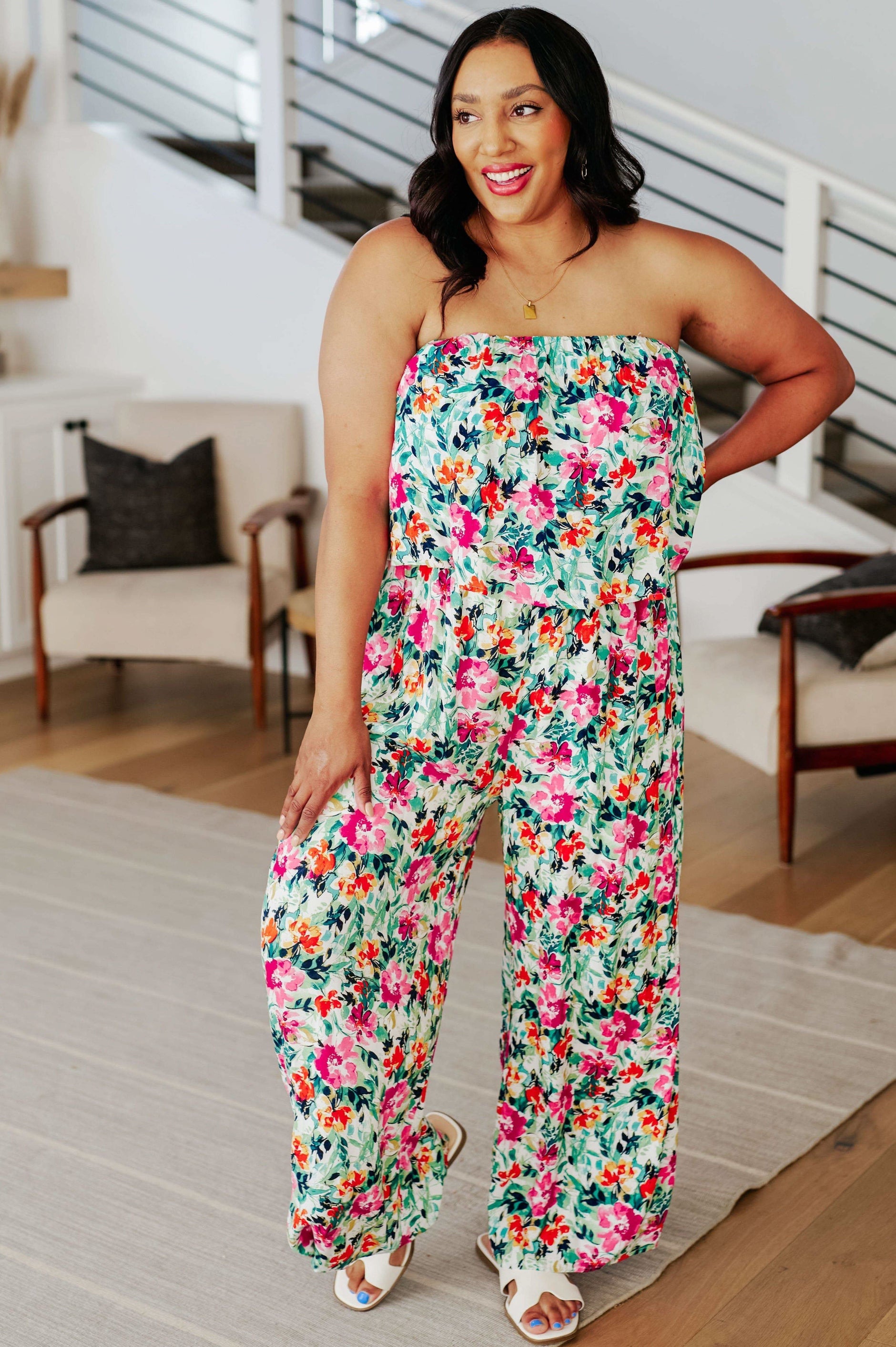 Life of the Party Floral Jumpsuit in Green - SwagglyLife Home & Fashion